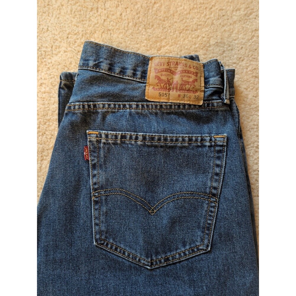 LEVIS 505 36x32 mens Regular Fit Straight Leg Jeans  Blue Denim Classic